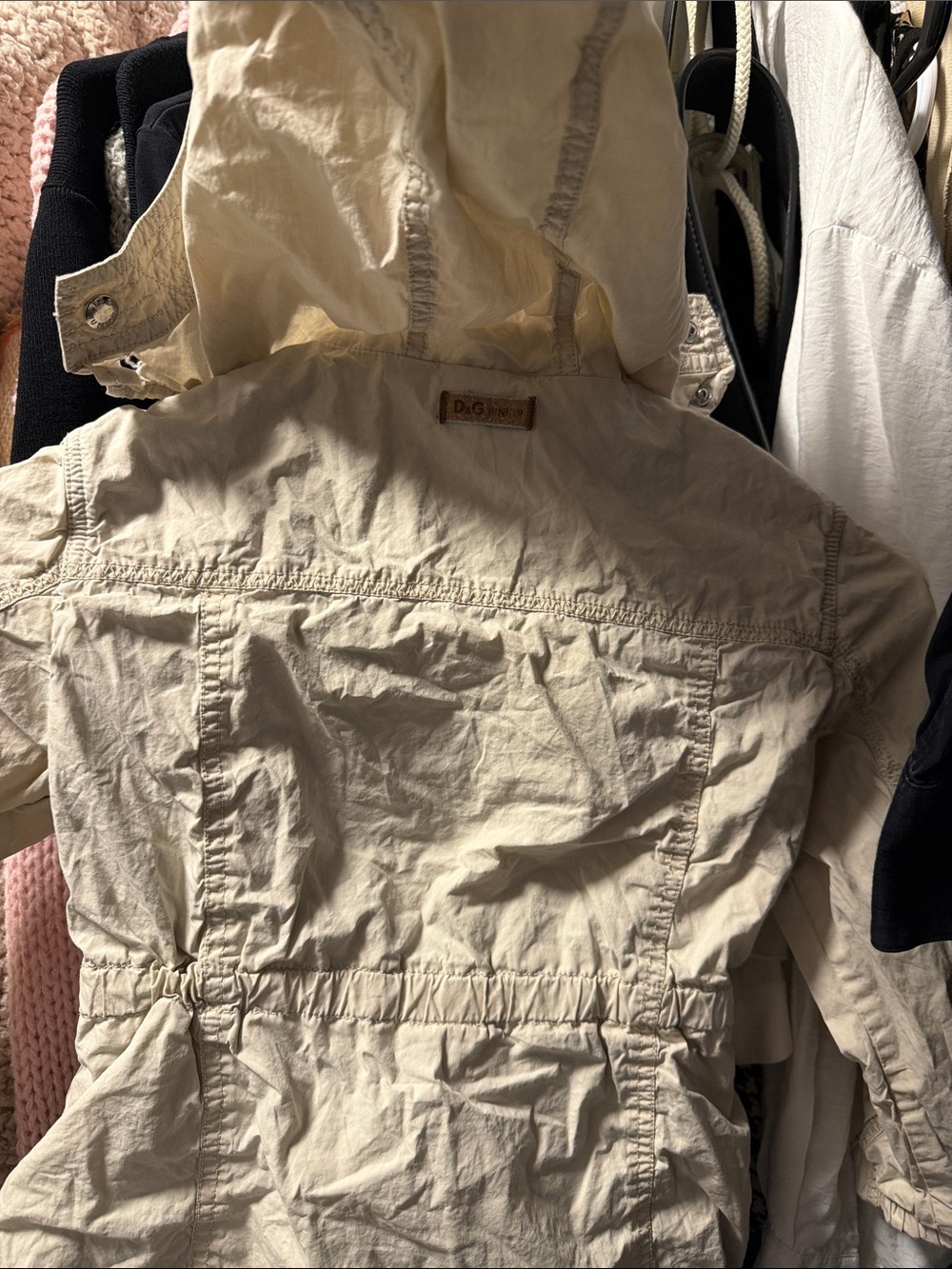D&G Beige Hooded Utility Jacket with Cinch Waist - Picture 6 of 8